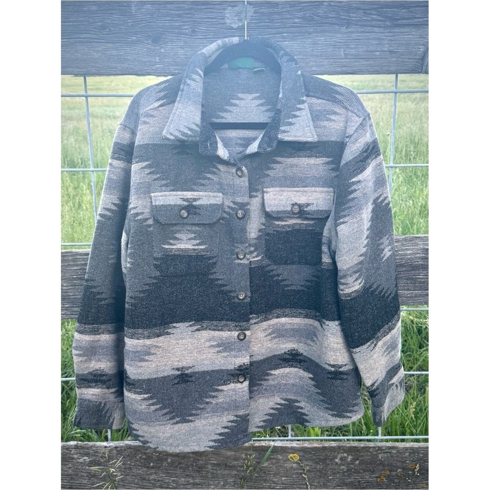 Stillwater Supply Co Aztec Shacket Jacket‎ Womens 2XL Gray Black Southwestern
